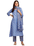 Lookmark Kurta Set: Fashionable Fusion Of Comfort And Elegance: Stay Chic And Comfortable With Our Printed Sets! Blue