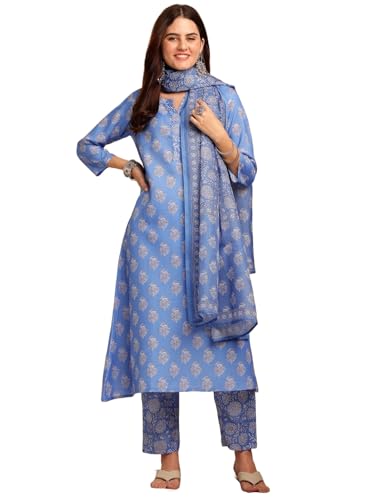 Lookmark Kurta Set: Fashionable Fusion Of Comfort And Elegance: Stay Chic And Comfortable With Our Printed Sets! Blue