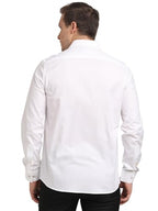 Turtle Men 100% Cotton Slim Fit White Dobby Print Party Shirt