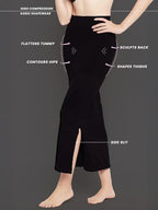 Clovia Women'S Petticoat Style Saree Shapewear With Side Slit (Sw0023P13_Jet Black_L)