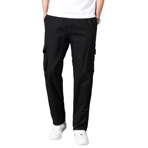 Paralians MenS Polyester Blend Casual Cargo Trousers Pants, Designed For Everyday Casual Wear And Outdoor Activities Black