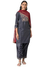 W For Woman Women'S Polyester Kurta (22Fews13670-217158_Grey_S)