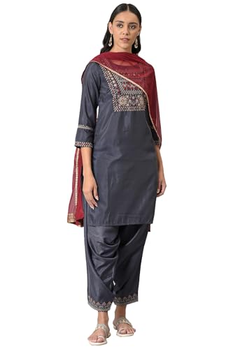W For Woman Women'S Polyester Kurta (22Fews13670-217158_Grey_S)