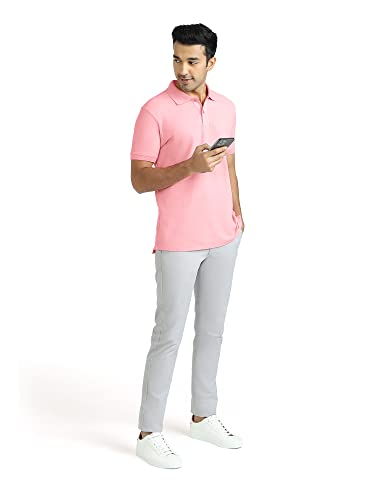XYXX Mens Cotton Solid Relaxed Fit T-Shirt (XY_CR14_Polo Tshirt_1_French Pink