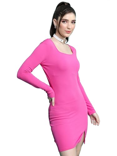 Ketch WomenS Cotton Blend Bodycon Mini Dress Above The Knee Khj6000620_Pink