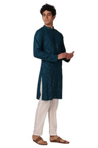 LookMark Present Mens Pure Rayon Chikankari Sequins Kurta||Mens Chikankari Rama Coloured Kurta|| AZ-LM-OG-Kurta 11 RAMA-XXL