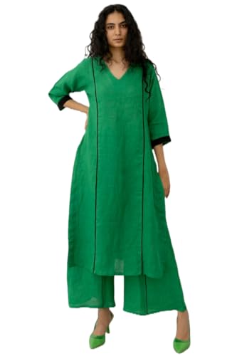 GoSriKi Womens Rayon Blend Straight Solid Kurta with Palazzo (PAPITA Green-GS_XXL_Green_XX-Large)