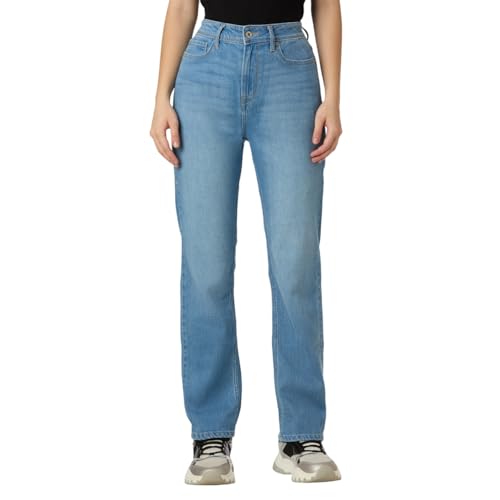 Women Blue High Waist Straight Fit Jeans