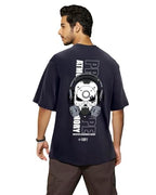 Bewakoof MenS Graphic Printed 100% Cotton T-Shirt - Oversized Fit, Round Neck, Half Sleeves Blue