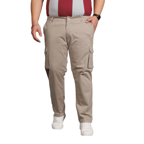 Bigbanana Plus Size MenS Regular Fit Solid Trousers (Titman,Grey,9Xl)
