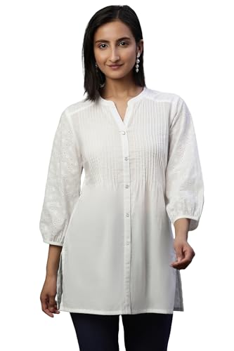 Aurelia Women'S Cotton Regular Kurta (24Fea30489_White