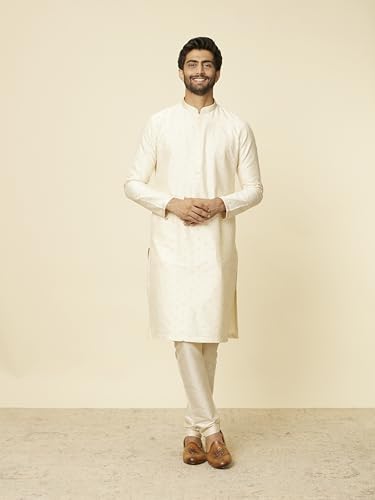 Manyavar Kurta Set For Men, Full Sleeves Mandarin Collar Ethnic Kurta Set For Engagement, Wedding & Party Printed Kurta Set Blen