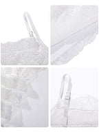 New 4 Pieces Women's Lace Cami Stretch Lace Half Cami Breathable Lace Bralette Top for Women Girls (Black, White, Large)
