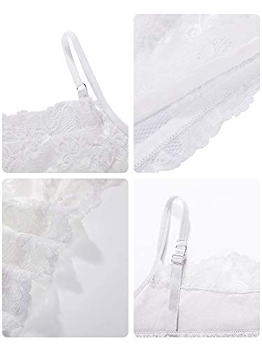 New 4 Pieces Women's Lace Cami Stretch Lace Half Cami Breathable Lace Bralette Top for Women Girls (Black, White, Medium)