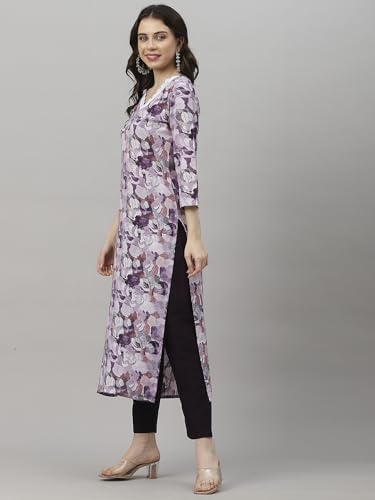 ANNI DESIGNER Womens Cotton Blend Straight Fit Printed Kurta with Pant (SouthZ Purple-NW_S_Wine_Small)