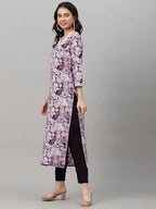 ANNI DESIGNER Womens Cotton Blend Straight Fit Printed Kurta with Pant (SouthZ Purple-NW_S_Wine_Small)
