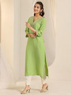 Libas Women'S Silk Blend Solid Straight Kurtas