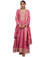 Libas WomenS Silk A-Line Maxi Dress (51954_Peach