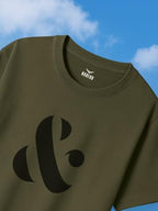 Nobero MenS Letter Print Oversized Fit T-Shirt (1M-Twrt-C0641-Og_Olive Green