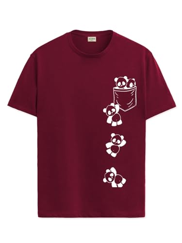 ADRO Men's Solid Regular Fit T-Shirt (RN24-POC-MR_Maroon