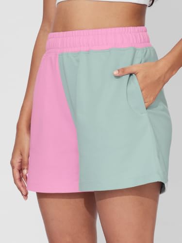 The Souled Store Solids: Pink, Green Colourblock Women and Girls Black Graphic Printed Pull On Cotton Shorts