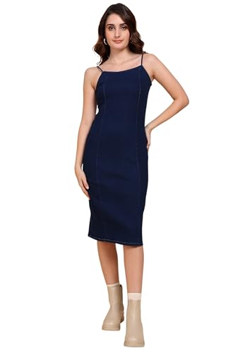 Nifty Womens Denim Stretchable Bodycon Dress (1476_BSC_XL_Blue_Extra_Large)