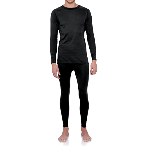 Rocky Thermal Underwear For Men (Thermal Long Johns Set) Shirt  Pants, Base Layer wLeggingsBottoms SkiExtreme cold (Black - Larg