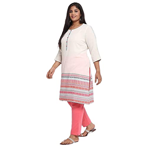 Aurelia Round Neck Cotton Womens Knee Length Kurta (S21Aua11860-P)