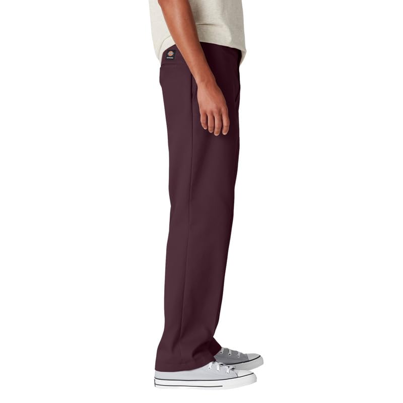 Dickies Men's Skateboarding Regular Fit Twill Pants, Maroon, 30W x 32L