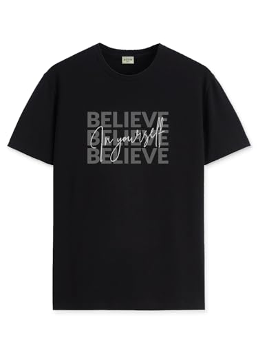 ADRO Men's Solid Regular Fit T-Shirt (RN24-INV-BL_Black