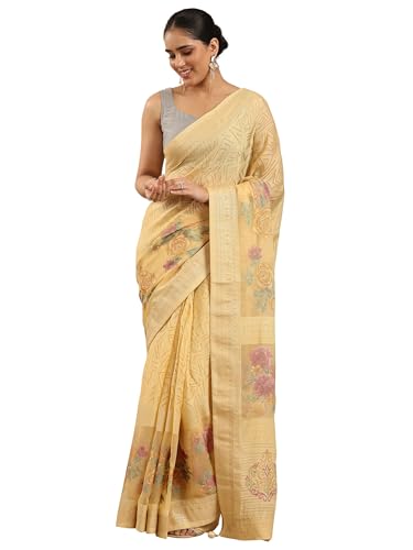 Libas Womens Printed Georgette Saree With Blouse Piece