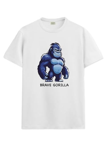 ADRO T Shirts for Boys & Girls || Gorilla Printed T-Shirt || Ages 3-14 || 100% Cotton Round Neck Tshirt for Boys & Girls||KRN-GO