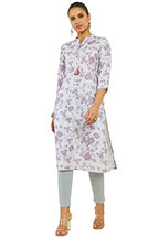 Soch Women Purple Linen Printed Kurta(8907175294420_Purple_Large)
