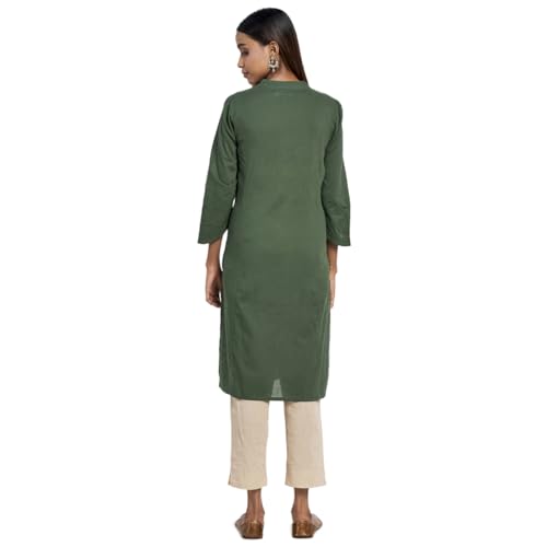 Fabindia Women'S Cotton Regular Kurta (209641302_Green