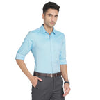 Turtle Men 100% Cotton Slim Fit Self Design Full Sleeve Formal Shirt Sky Blue