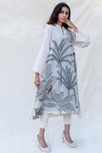 ANNI DESIGNER Womens Cotton Blend Straight Printed Kurta with Pant (Nabhita White_M_White_Medium)