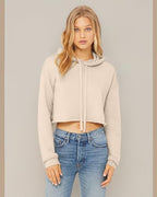 Ladies cropped Fleece Hoodie - PEAcH - S(D0102H7WR4P)