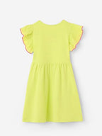 The Souled Store Bloom Girls Round Neck Short Sleeves Green Embroidered Knee Length Cotton Dresses (2-8 Yrs)