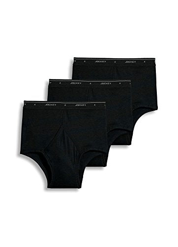 Jockey Mens Underwear classic Full Rise Brief - 3 Pack, Black, 36