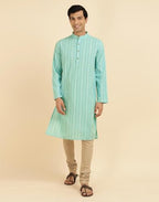 Fabindia MenS Cotton Woven Slim Kurta (1037165Aqua_Aqua