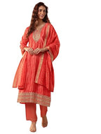Libas Orange Embellishments Chinon Straight-Fit Kurta Set For Women (51399Xxl)