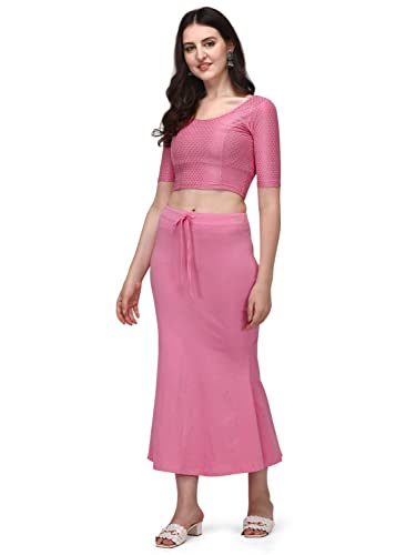 Shiv Textiles Round Neck Dobby Cotton Lycra Stretchable Elbow Sleeve Readymade Saree Blouse For Women Stylish (Pinkfree Size)