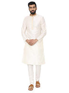 Manyavar MenS Silk Self Design Regular Kurta And Churidar Set Yellow