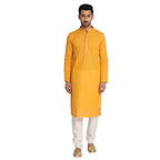 Manyavar MenS Blended Kurta & Pyjama Set, Orangish Yellow - Xx-Large (M302154-328)