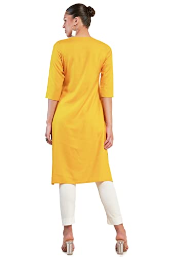 Soch Women Yellow Rayon Embellished Kurta