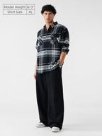 The Souled Store Plaid Shirt: Steel Men and Boys Long Sleeves Collared Neck Button Front Regular Fit Cotton Utility Shirts