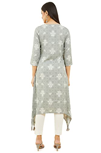 Soch Rayon Grey Printed Women Kurta