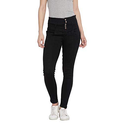 Nifty Womens Denim Stretchable High Waist Jeans (1236, Black, 28)