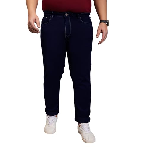 Bigbanana Plus Size MenS Regular Fit Solid Jeans (Reky,Dark Navy,2Xl)