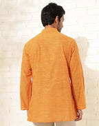 Fabindia MenS Cotton Woven Regular Short Kurta (1038367Mustard_Mustard